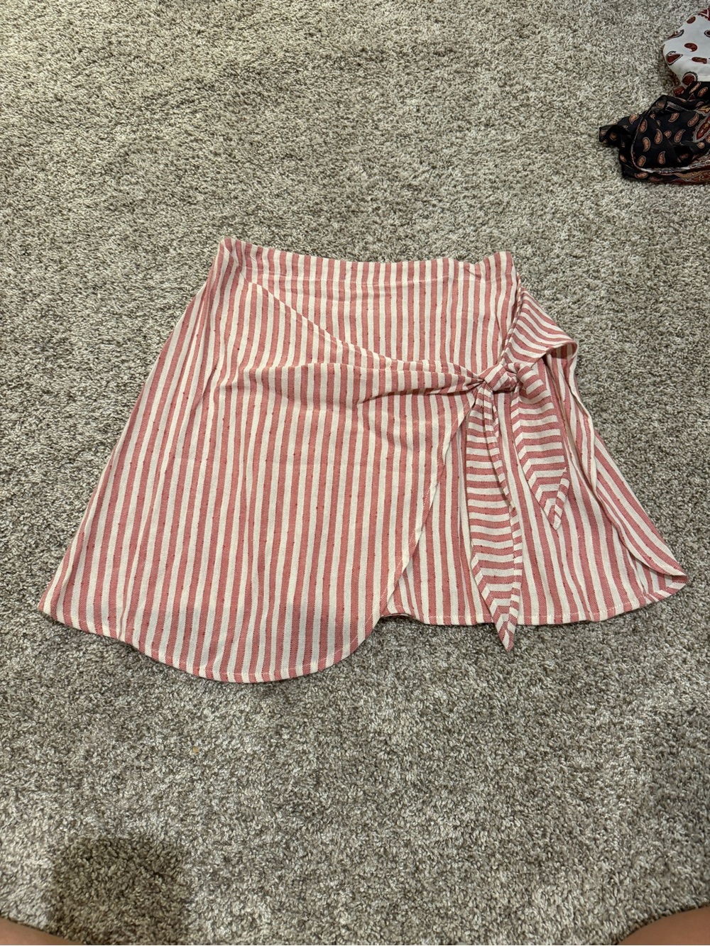 Billabong Pink and White Striped Wrap Mini Skirt